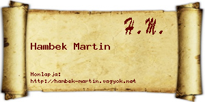 Hambek Martin névjegykártya